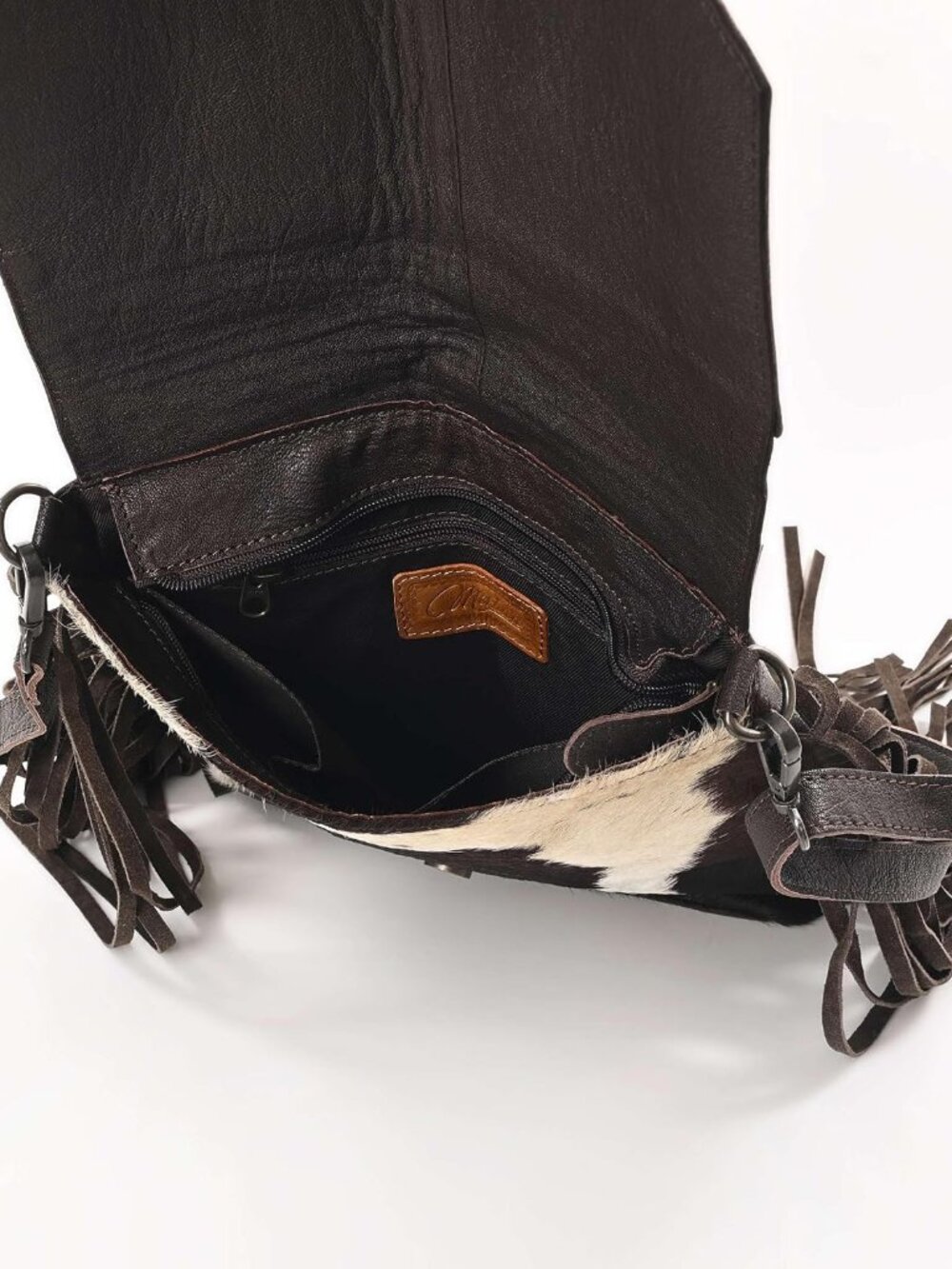 Sunset Star Crossbody Bag - Real Cowhide Hairon Women's Handbag with Leather Fri - Picture 5 of 6